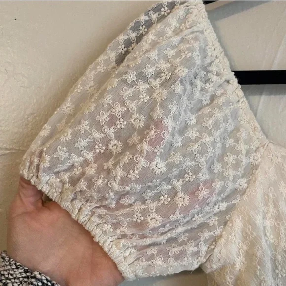 Altar'd State Cream Floral Embroidered Textured Mini Dress - Picture 9 of 10